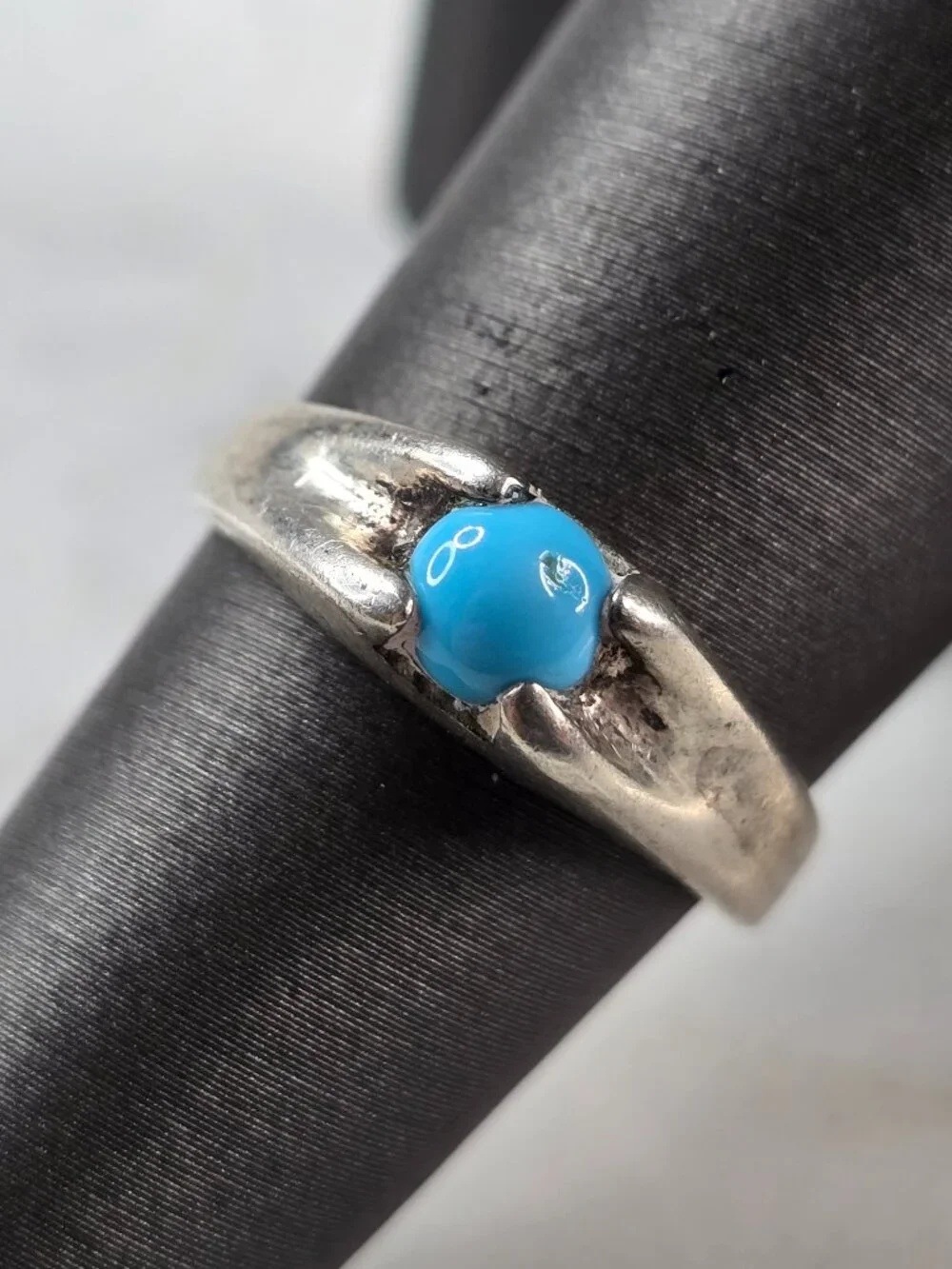 Womens Vintage Estate Sterling Silver Southwestern Turquoise Ring 3.5g E632